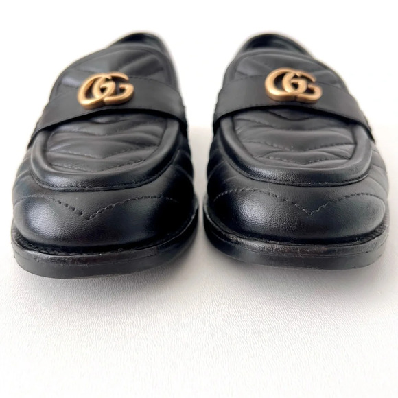 GUCCI | Marmont GG Black Quilted Chevron Leather Matelasse Slip On Loafer US 7 - Picture 5 of 15